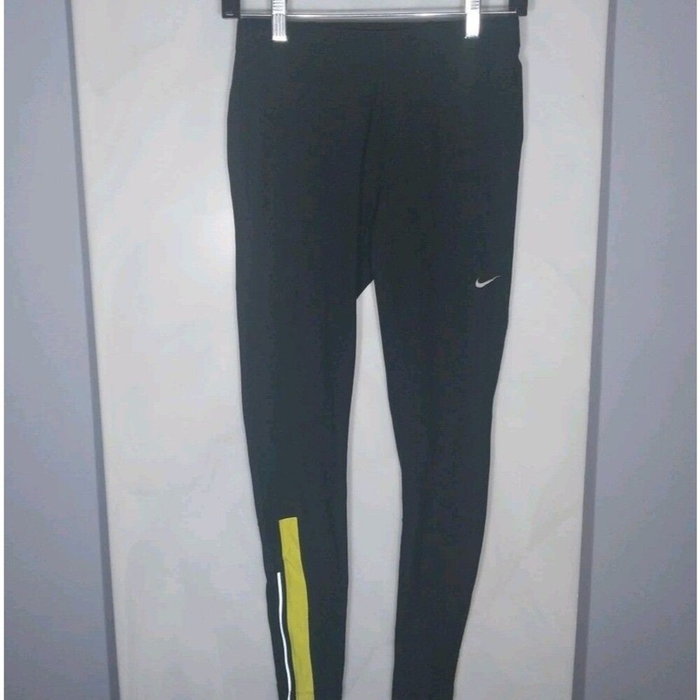 Nike Dri-FIT Leggings Womens M Black Running Ankle Zip Reflective